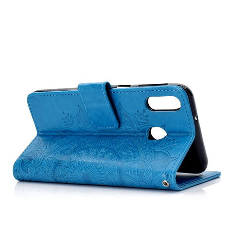 Imprint Flower Leather Wallet Stand Case for Huawei P40 lite E / Y7p