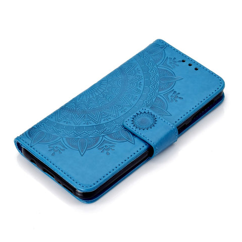 Imprint Flower Leather Wallet Stand Case for Huawei P40 lite E / Y7p