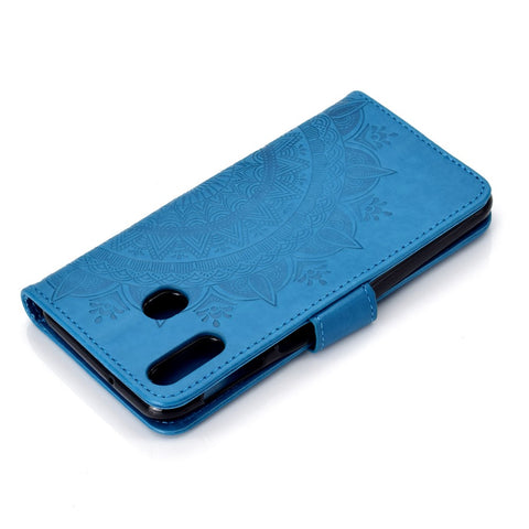 Imprint Flower Leather Wallet Stand Case for Huawei P40 lite E / Y7p