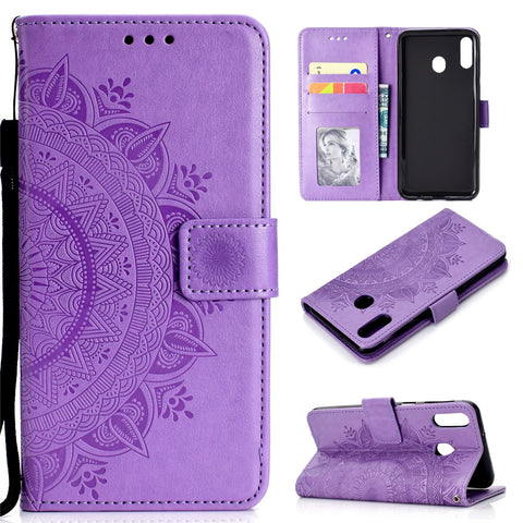 Imprint Flower Leather Wallet Stand Case for Huawei P40 lite E / Y7p