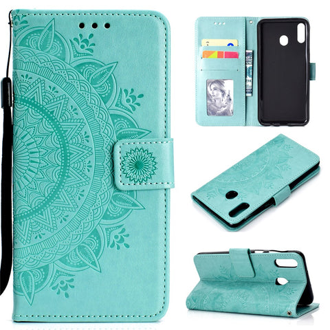 Imprint Flower Leather Wallet Stand Case for Huawei P40 lite E / Y7p