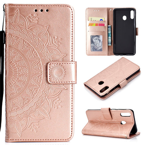 Imprint Flower Leather Wallet Stand Case for Huawei P40 lite E / Y7p