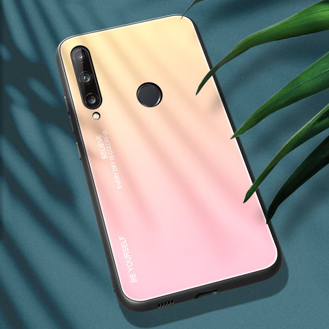 Gradient Color Tempered Glass + PC + TPU Phone Case Shell for Huawei P40 lite E/Y7p/Honor 9C