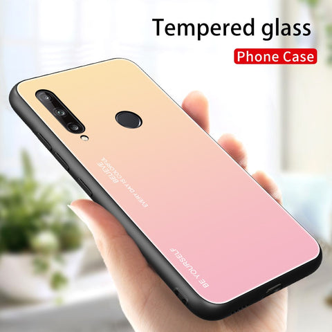 Gradient Color Tempered Glass + PC + TPU Phone Case Shell for Huawei P40 lite E/Y7p/Honor 9C