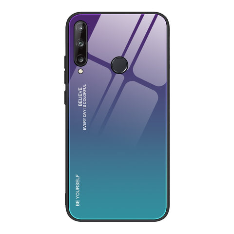 Gradient Color Tempered Glass + PC + TPU Phone Case Shell for Huawei P40 lite E/Y7p/Honor 9C