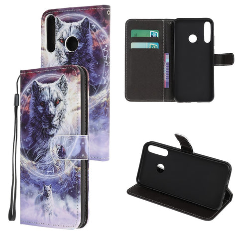 Pattern Printing Cross Texture Leather Wallet Cover with Strap for Huawei P40 Lite E / Y7p