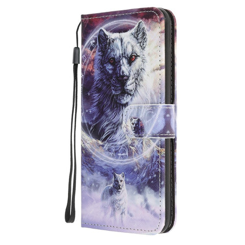 Pattern Printing Cross Texture Leather Wallet Cover with Strap for Huawei P40 Lite E / Y7p