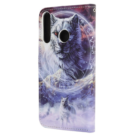 Pattern Printing Cross Texture Leather Wallet Cover with Strap for Huawei P40 Lite E / Y7p