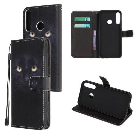 Pattern Printing Cross Texture Leather Wallet Cover with Strap for Huawei P40 Lite E / Y7p