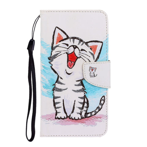Pattern Printing Magnetic Leather Wallet Case with Strap for Huawei P40 lite E/Y7p/Honor 9C