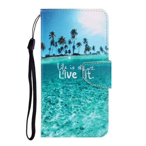 Pattern Printing Magnetic Leather Wallet Case with Strap for Huawei P40 lite E/Y7p/Honor 9C