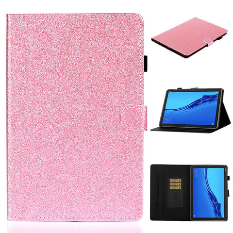 Glitter Powder Shiny Leather Smart Case with Card Slots for Huawei MediaPad M5 lite 10