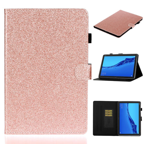Glitter Powder Shiny Leather Smart Case with Card Slots for Huawei MediaPad M5 lite 10