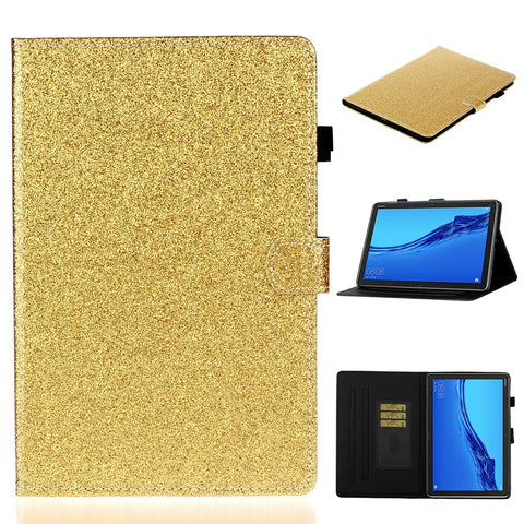 Glitter Powder Shiny Leather Smart Case with Card Slots for Huawei MediaPad M5 lite 10