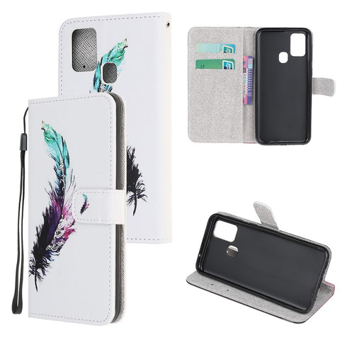 Pattern Printing Cross Texture Leather Wallet Phone Case with Strap for Huawei P Smart 2020