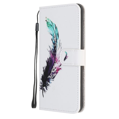 Pattern Printing Cross Texture Leather Wallet Phone Case with Strap for Huawei P Smart 2020