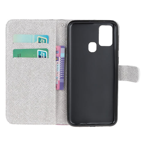 Pattern Printing Cross Texture Leather Wallet Phone Case with Strap for Huawei P Smart 2020