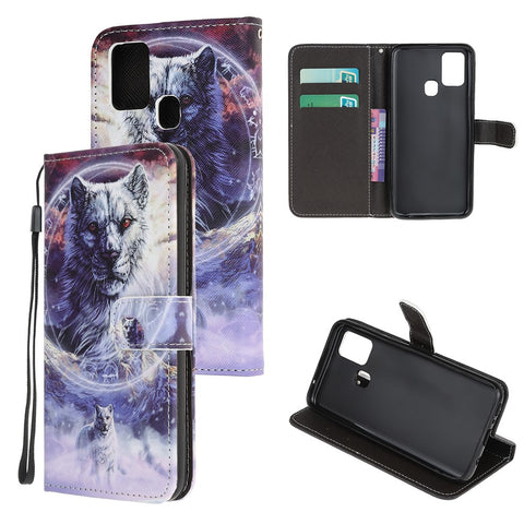 Pattern Printing Cross Texture Leather Wallet Phone Case with Strap for Huawei P Smart 2020