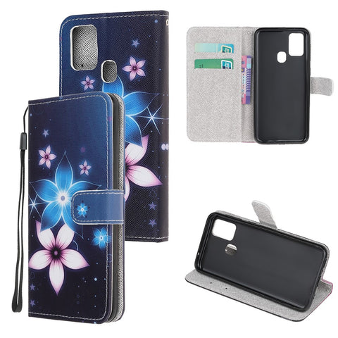 Pattern Printing Cross Texture Leather Wallet Phone Case with Strap for Huawei P Smart 2020