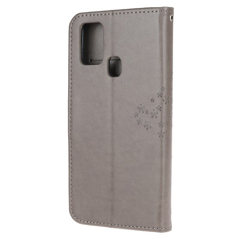 Imprint Tree Owl Leather Wallet Cell Phone Cover for Huawei P smart 2020