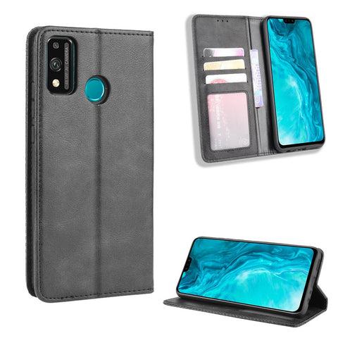 Magnetic Snap Retro Stylish Leather Case with Wallet Stand Phone Shell for Honor 9X Lite