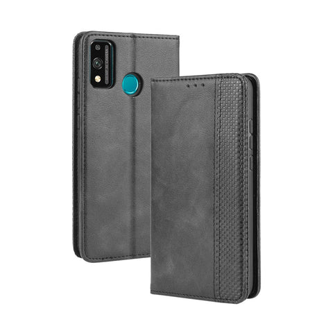 Magnetic Snap Retro Stylish Leather Case with Wallet Stand Phone Shell for Honor 9X Lite
