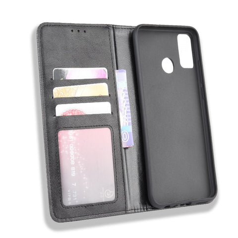 Magnetic Snap Retro Stylish Leather Case with Wallet Stand Phone Shell for Honor 9X Lite