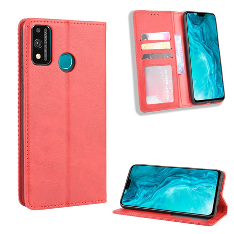 Magnetic Snap Retro Stylish Leather Case with Wallet Stand Phone Shell for Honor 9X Lite