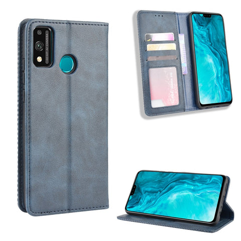 Magnetic Snap Retro Stylish Leather Case with Wallet Stand Phone Shell for Honor 9X Lite