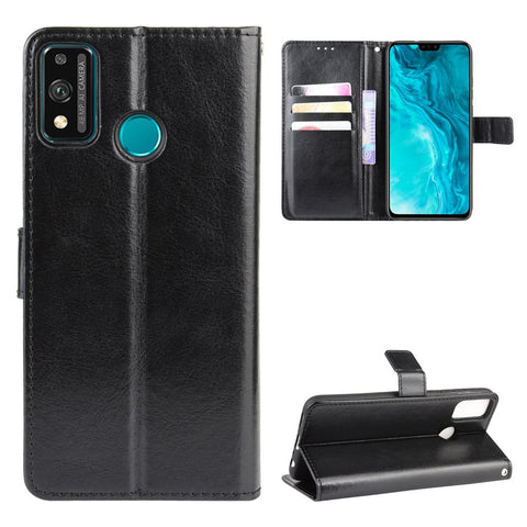 Crazy Horse Split Leather Wallet Phone Cover for Honor 9X Lite