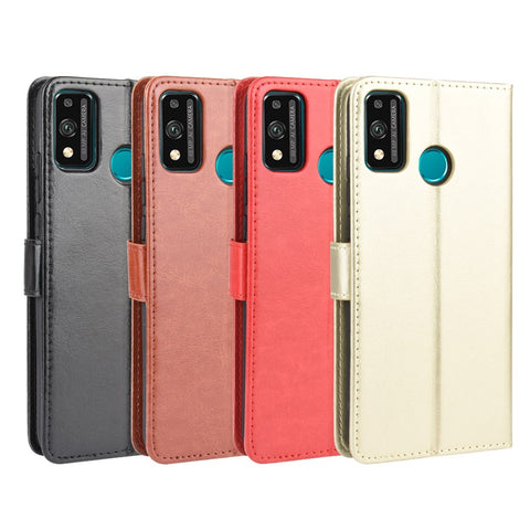 Crazy Horse Split Leather Wallet Phone Cover for Honor 9X Lite
