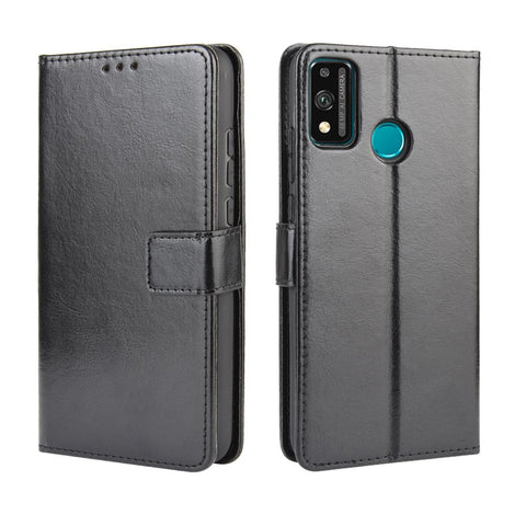 Crazy Horse Split Leather Wallet Phone Cover for Honor 9X Lite