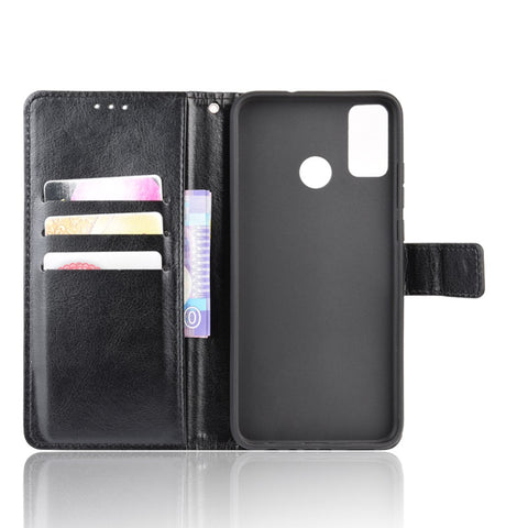 Crazy Horse Split Leather Wallet Phone Cover for Honor 9X Lite