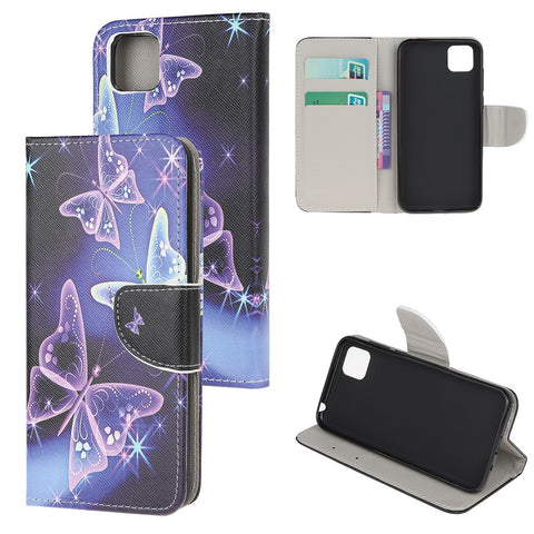Cross Texture Printing Leather Wallet Protective Cover with Strap for Huawei Y5p