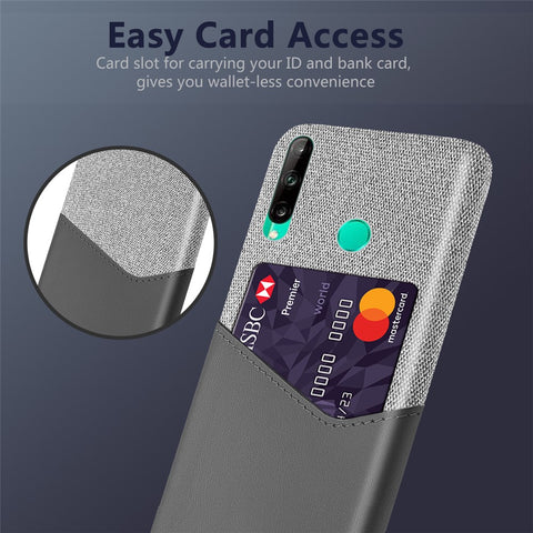KSQ PC + PU + Cloth Hybrid Back Shell with Card Slot for Huawei P40 Lite E/Honor 9C/Y7p