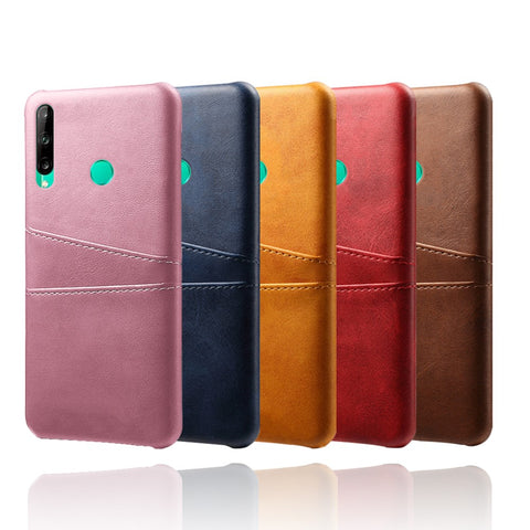 KSQ PU Leather Coated PC Case with Double Card Slots for Huawei P40 Lite E/Honor 9C/Y7p
