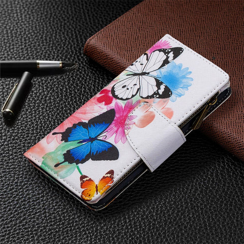 Pattern Printing Leather Stand Mobile Phone Cover with Zipper Wallet for Huawei Y7p/P40 lite E