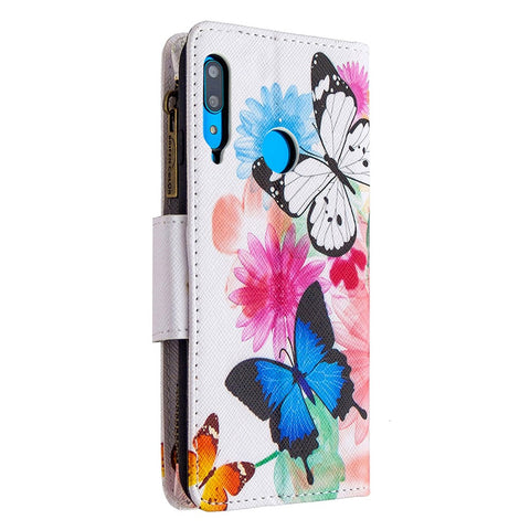 Pattern Printing Leather Stand Mobile Phone Cover with Zipper Wallet for Huawei Y7p/P40 lite E