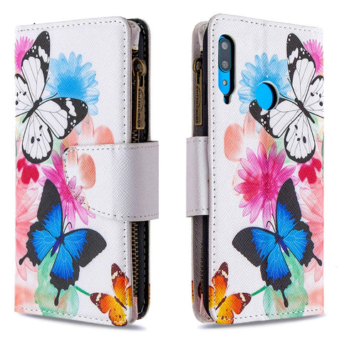 Pattern Printing Leather Stand Mobile Phone Cover with Zipper Wallet for Huawei Y7p/P40 lite E