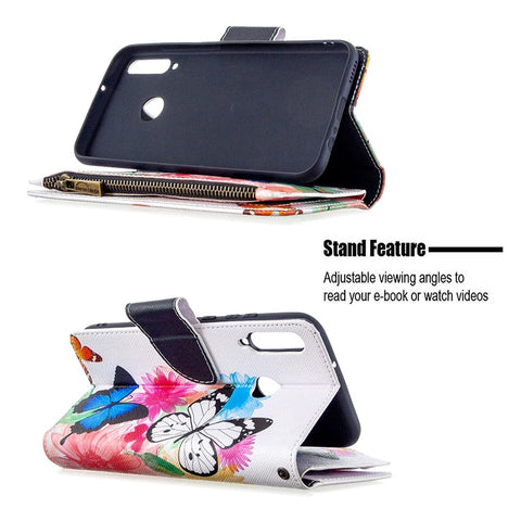Pattern Printing Leather Stand Mobile Phone Cover with Zipper Wallet for Huawei Y7p/P40 lite E