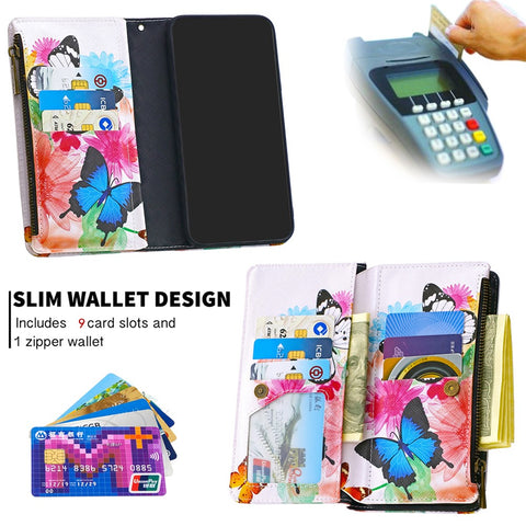 Pattern Printing Leather Stand Mobile Phone Cover with Zipper Wallet for Huawei Y7p/P40 lite E