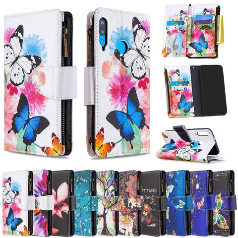 Pattern Printing Leather Stand Mobile Phone Cover with Zipper Wallet for Huawei Y7p/P40 lite E