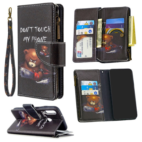 Pattern Printing Leather Stand Mobile Phone Cover with Zipper Wallet for Huawei Y7p/P40 lite E