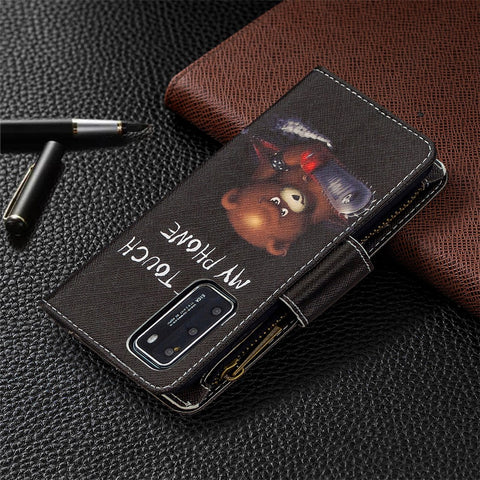 BF03 Pattern Printing Zipper Wallet Stand Leather Shell for Huawei P40