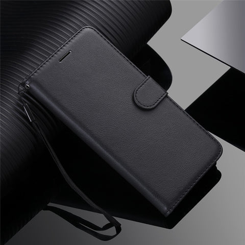 For Huawei P Smart 2020 Case Solid Color Leather Mobile Cover Wallet Stand with Strap