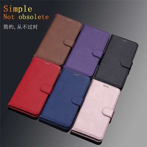 For Huawei P Smart 2020 Case Solid Color Leather Mobile Cover Wallet Stand with Strap