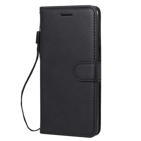 For Huawei P Smart 2020 Case Solid Color Leather Mobile Cover Wallet Stand with Strap