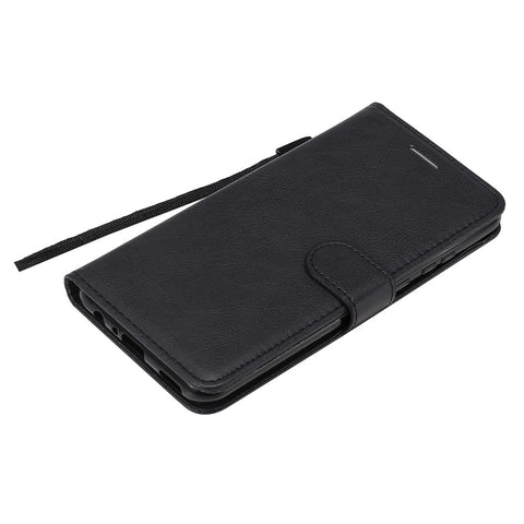 For Huawei P Smart 2020 Case Solid Color Leather Mobile Cover Wallet Stand with Strap
