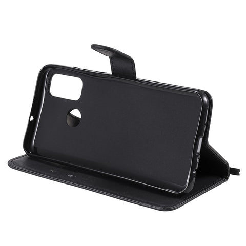 For Huawei P Smart 2020 Case Solid Color Leather Mobile Cover Wallet Stand with Strap