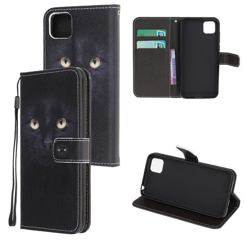 Pattern Printing Cross Texture Leather Wallet Phone Shell with Strap for Huawei Y5p